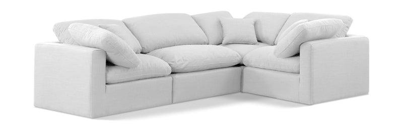 Indulge 105" White Linen Textured Fabric Upholstered 4pc. Modular Sectional
