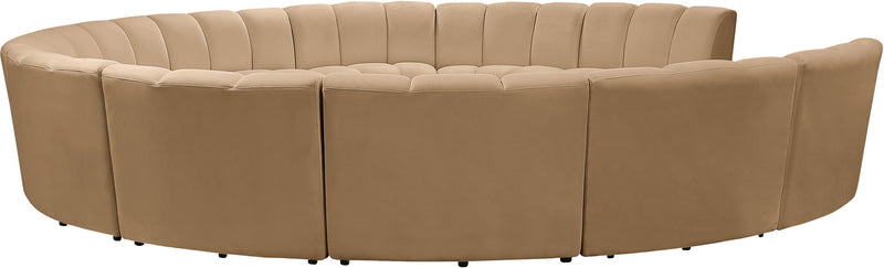 Infinity 183" Camel Velvet Upholstered 11pc. Modular Sectional