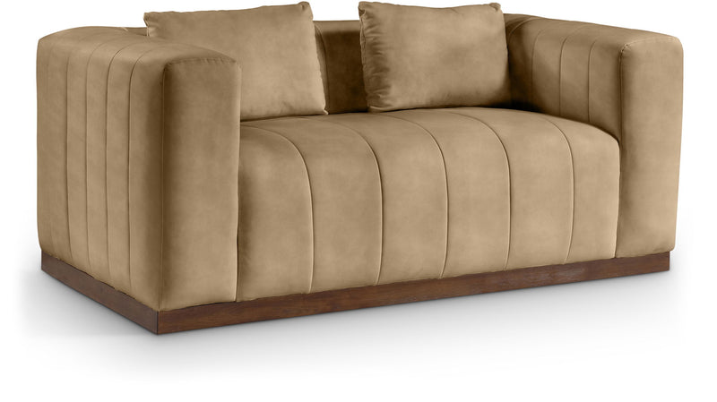 Mallina 67" Tan Vegan Leather Upholstered Loveseat