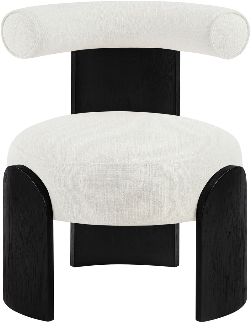 Calder - Linen Textured Fabric Upholstered Accent Chair - Painted Black Base