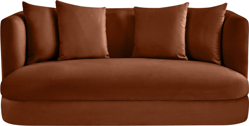 Alder 66" Cognac Velvet Upholstered Loveseat