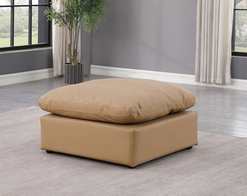 Indulge Tan Vegan Leather Upholstered Modular Ottoman