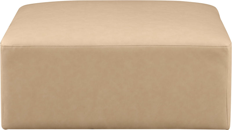 Cube Tan Vegan Leather Upholstered Modular Ottoman