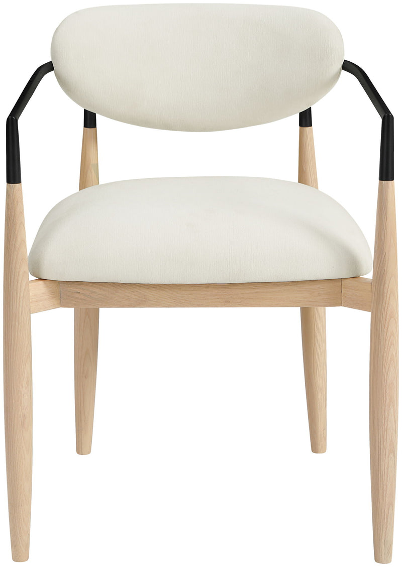 Riccio Cream Performance Fabric Upholstered Dining Arm Chair