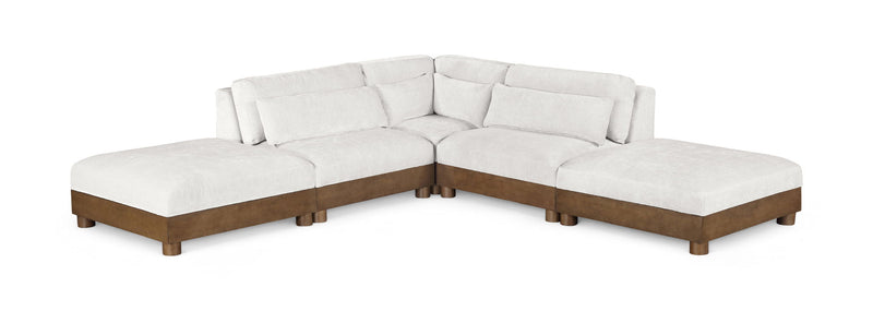 Turin - Chenille Fabric Upholstered Modular Sectional - Cream
