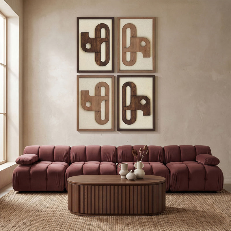 Arid - 4 Piece Two-Color Wall Art - Natural