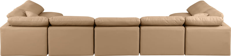 Indulge 175" Tan Vegan Leather Upholstered 7pc. Modular Sectional
