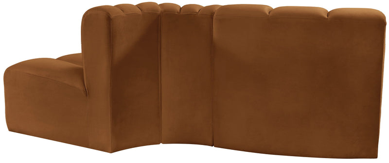 Arc 77" Saddle Velvet Upholstered 3pc. Modular Sectional