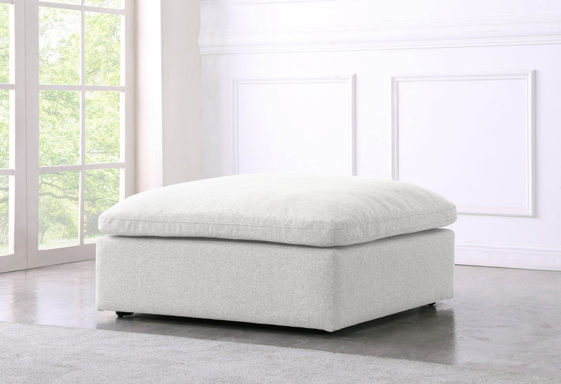 Serene Deluxe Comfort Linen Textured Fabric Upholstered Modular Ottoman