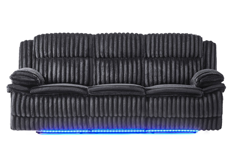 U8686 - Power Reclining Sofa With LED & Power Console Reclining Loveseat With LED - Black