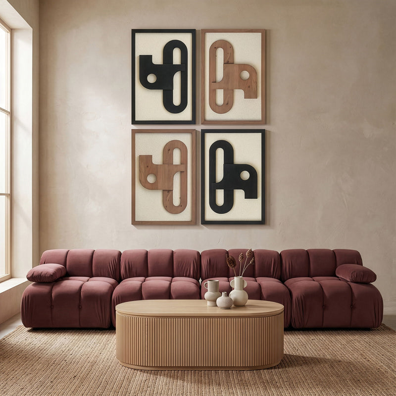 Arid - 4 Piece Two-Color Wall Art - Natural