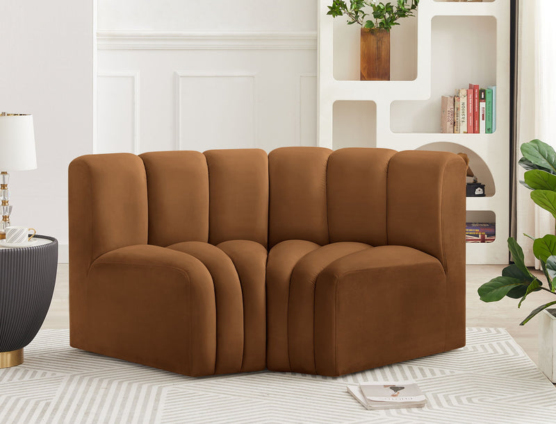Arc 60" Saddle Velvet Upholstered 2pc. Modular Sectional