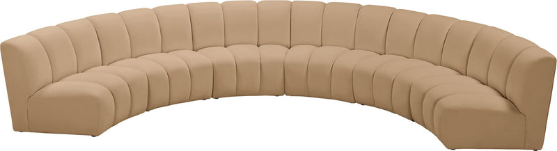 Infinity 174" Camel Velvet Upholstered 6pc. Modular Sectional