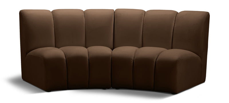 Infinity 83" Brown Velvet Upholstered 2pc. Modular Sectional