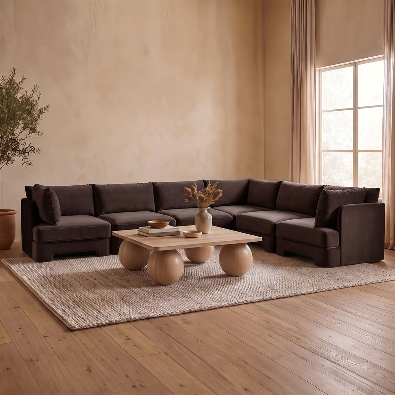 Hammond - Velvet Performance Fabric Upholstered 6 Piece Corner Sectional