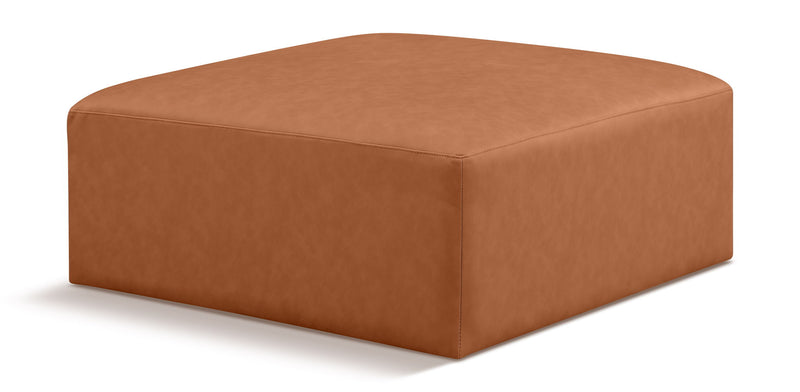 Cube Cognac Vegan Leather Upholstered Modular Ottoman