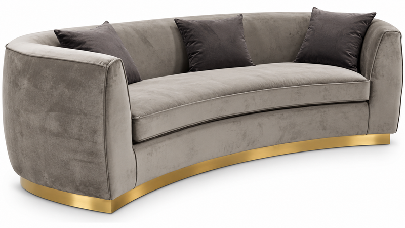 Neveah Velvet 3-Piece Living Room Set In Gray