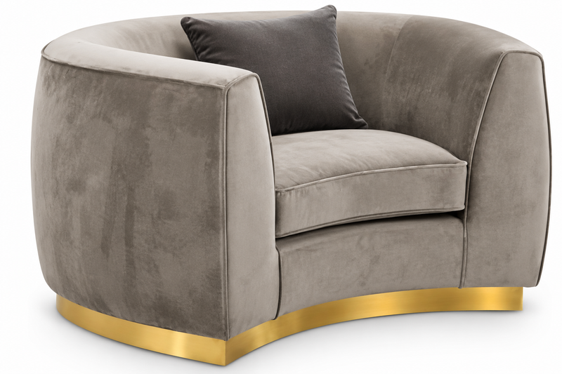 Neveah Velvet 3-Piece Living Room Set In Gray