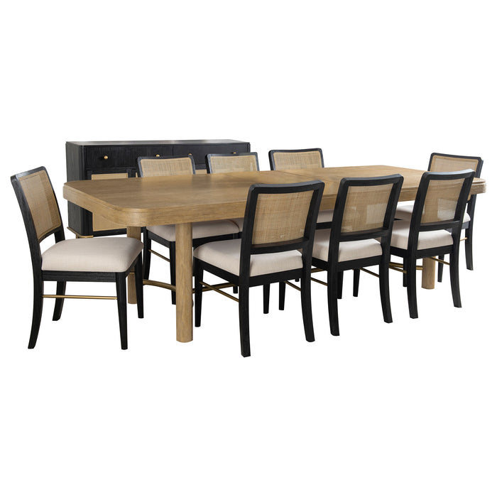Arini 9-piece Extension Leaf Dining Table Set Sand Wash and Black