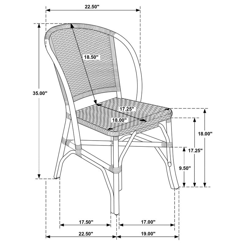 Lexley Woven Rattan Dining Side Chair Brown (Set of 2)