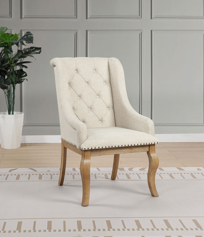 Brockway Upholstered Arm Chair Barley Brown (Set of 2)
