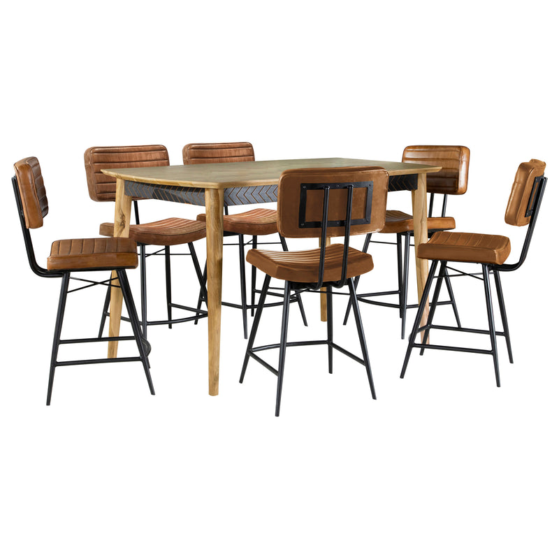 Partridge 7-piece Counter Dining Set Sheesham and Camel