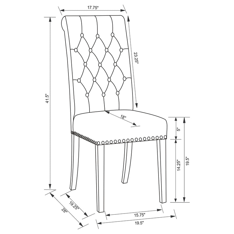 Alana Fabric Upholstered Dining Side Chair Grey (Set of 2)