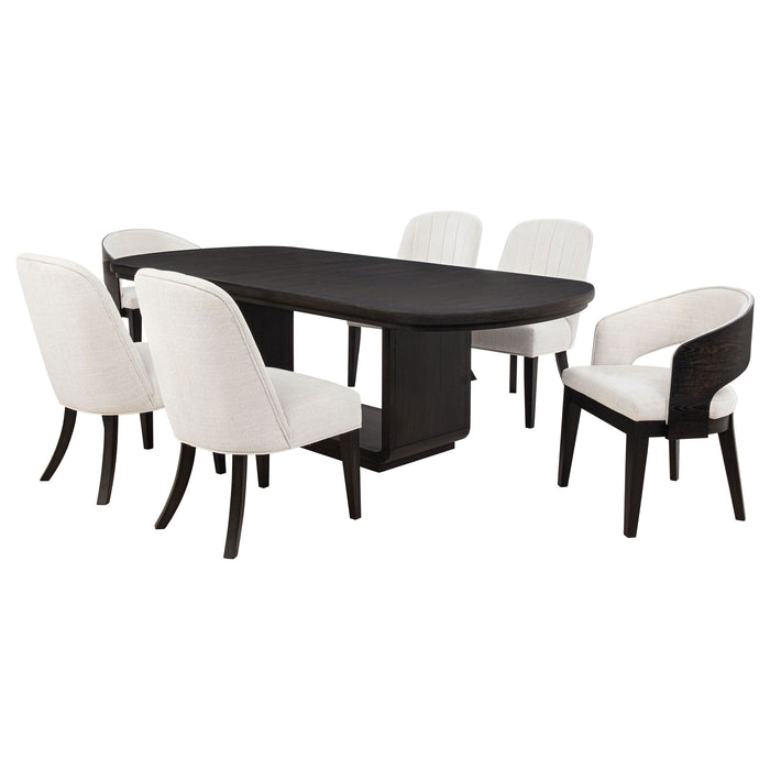 Leandro 7-piece Rectangular Dining Table Set Burnished Black