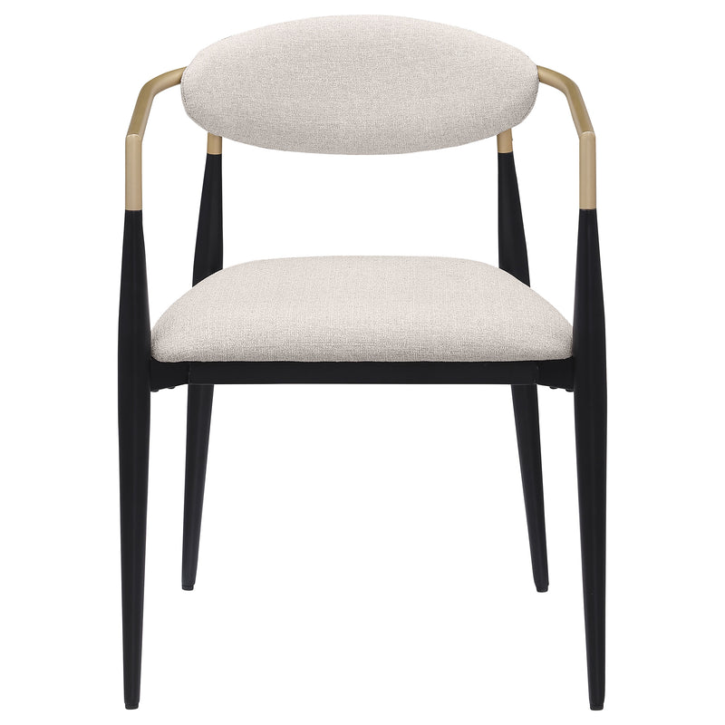 Bradbury Fabric Upholstered Dining Arm Chair Beige (Set of 2)