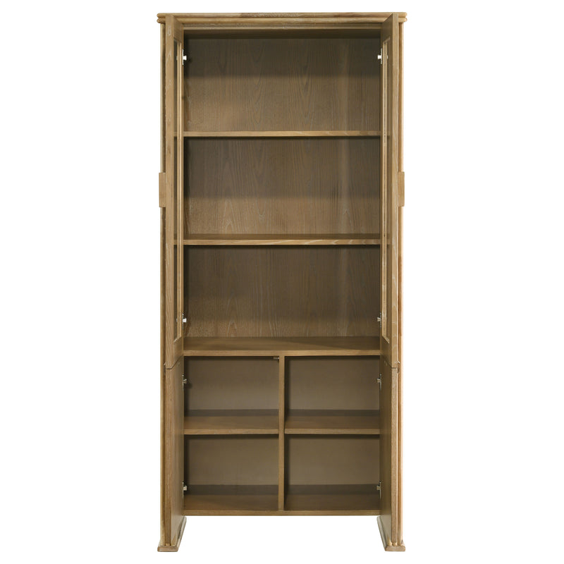 Adina 77-inch Tall Display Cabinet Distressed Light Brown