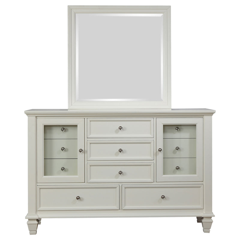 Sandy Beach 11-drawer Dresser with Mirror Cream White
