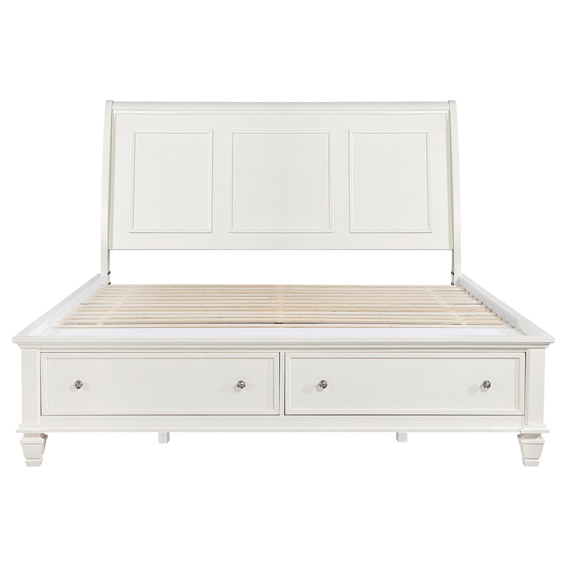 Sandy Beach Wood Eastern King Storage Panel Bed Cream White