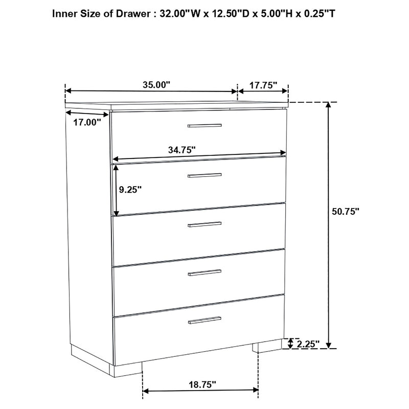 Felicity 5-piece California King Bedroom Set White High Gloss
