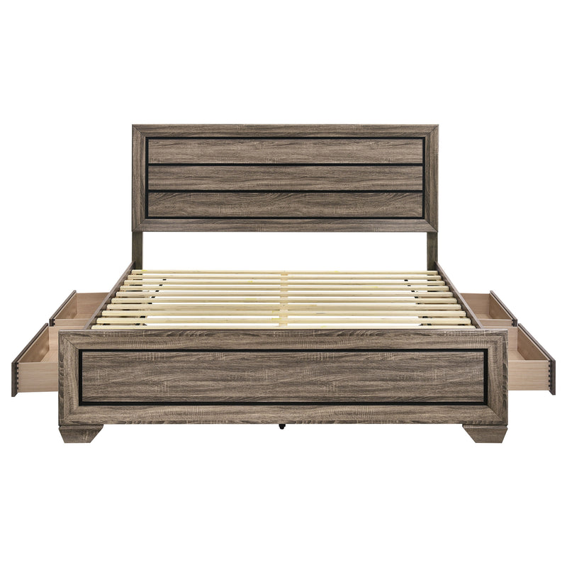 Kauffman Wood Eastern King Storage Panel Bed Washed Taupe