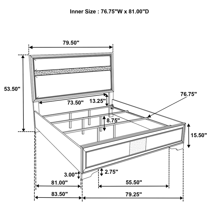 Miranda 54-inch Upholstered Eastern King Panel Bed White