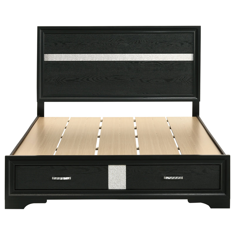 Miranda 51-inch Wood Queen Storage Panel Bed Black