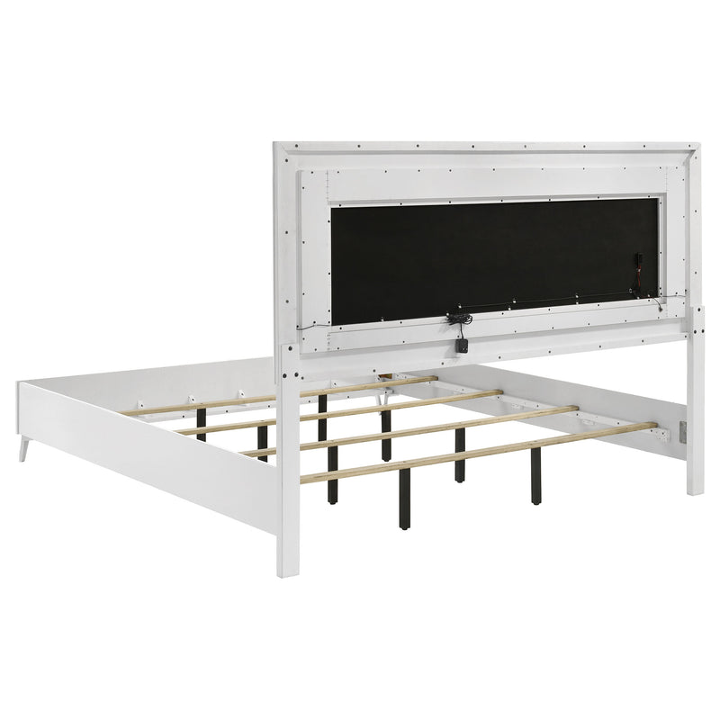 Cassia 4-piece Eastern King LED Bedroom Set White High Gloss