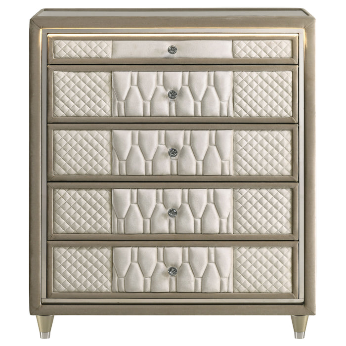 Lorient 5-drawer LED Chest of Drawers Ivory and Camel