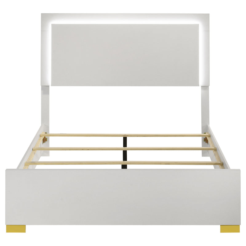 Marceline Wood Full LED Panel Bed White