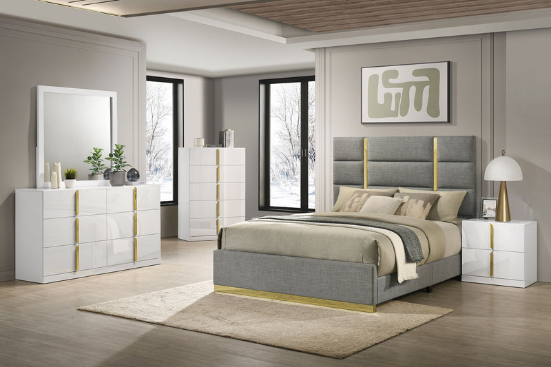 Ines 56-inch Fabric Upholstered Queen Panel Bed Grey