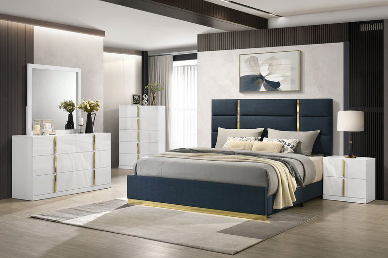 Ines 5-drawer Bedroom Chest of Drawers White High Gloss