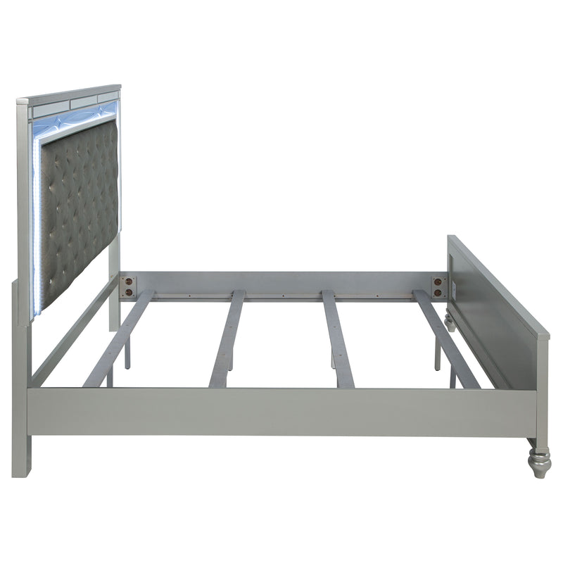 Gunnison Wood Eastern King LED Panel Bed Silver Metallic