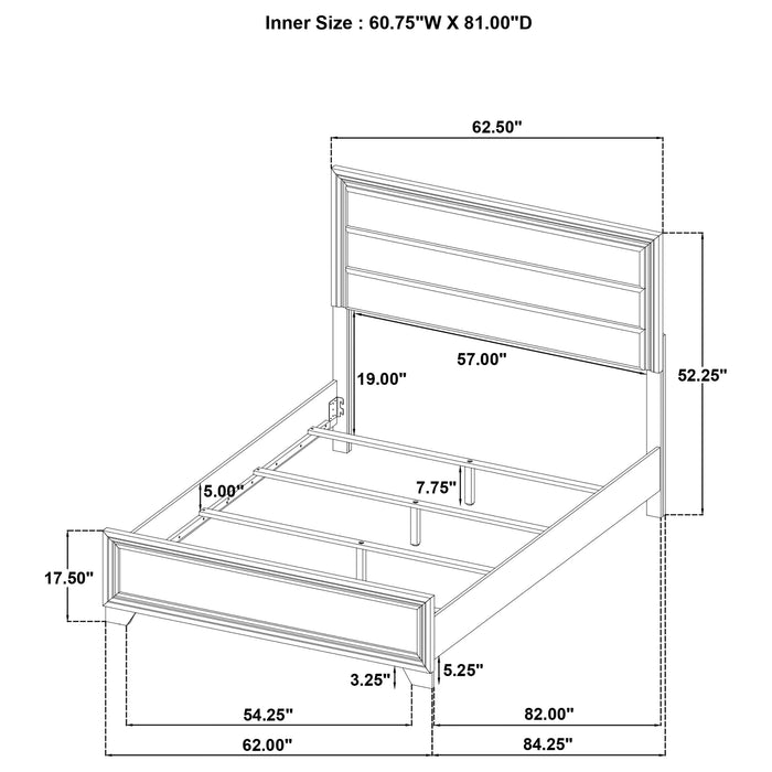 Wright 52-inch Upholstered Queen Bed Brown Oak