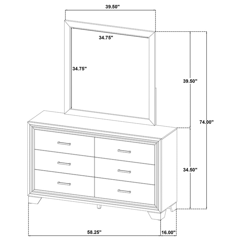 Wright 6-drawer Dresser and Mirror Brown Oak