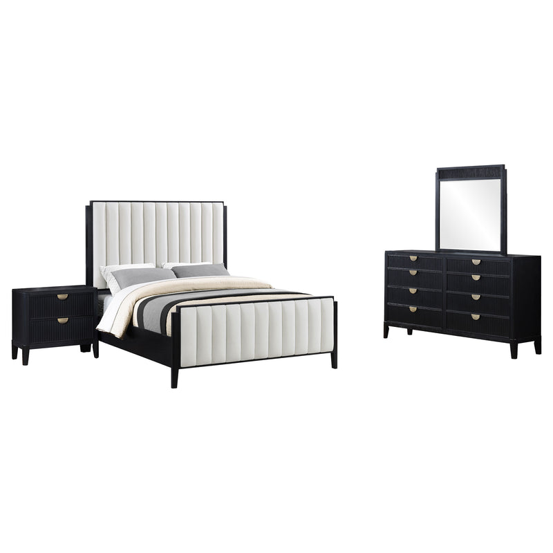 Brookmead 4-piece Upholstered Cal King Bedroom Set Black