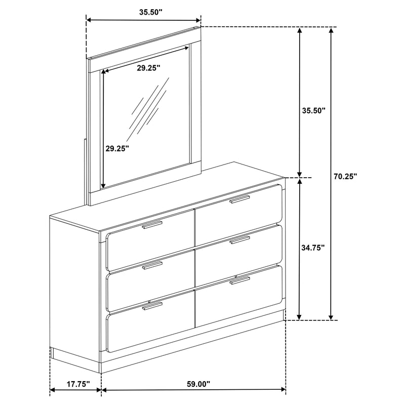 Caraway 6-drawer Dresser with Mirror White