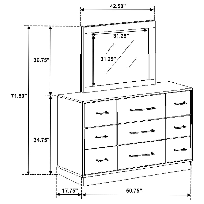 Fenwick 9-drawer Dresser with Mirror Grey Oak
