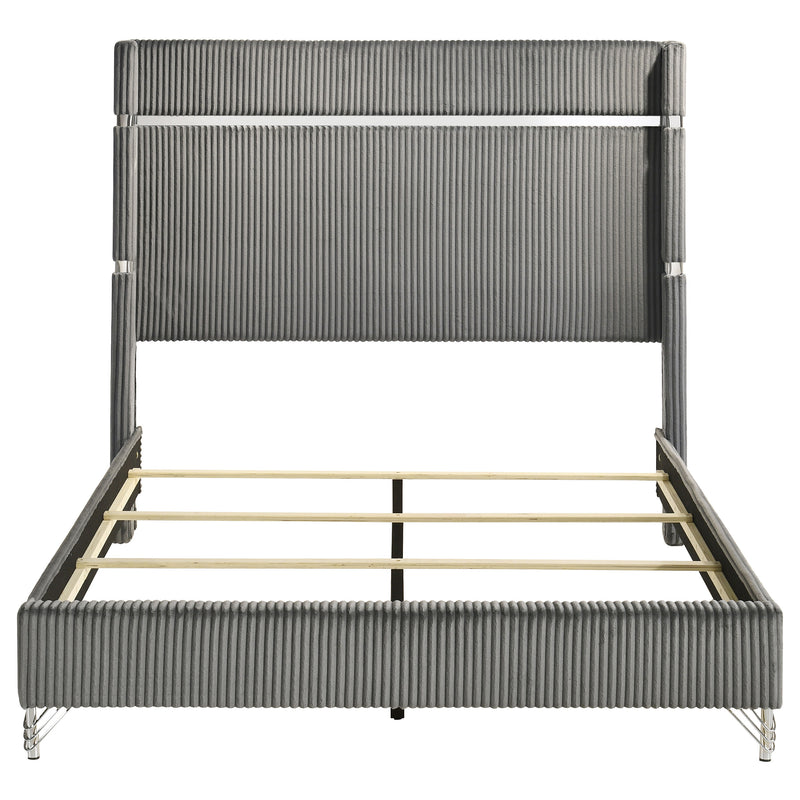 Lucia 61-inch Upholstered Queen Wingback Bed Grey