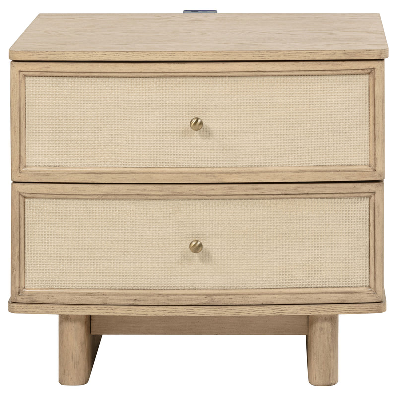 Kailani 2-drawer Nightstand Bedside Table Beige Oak