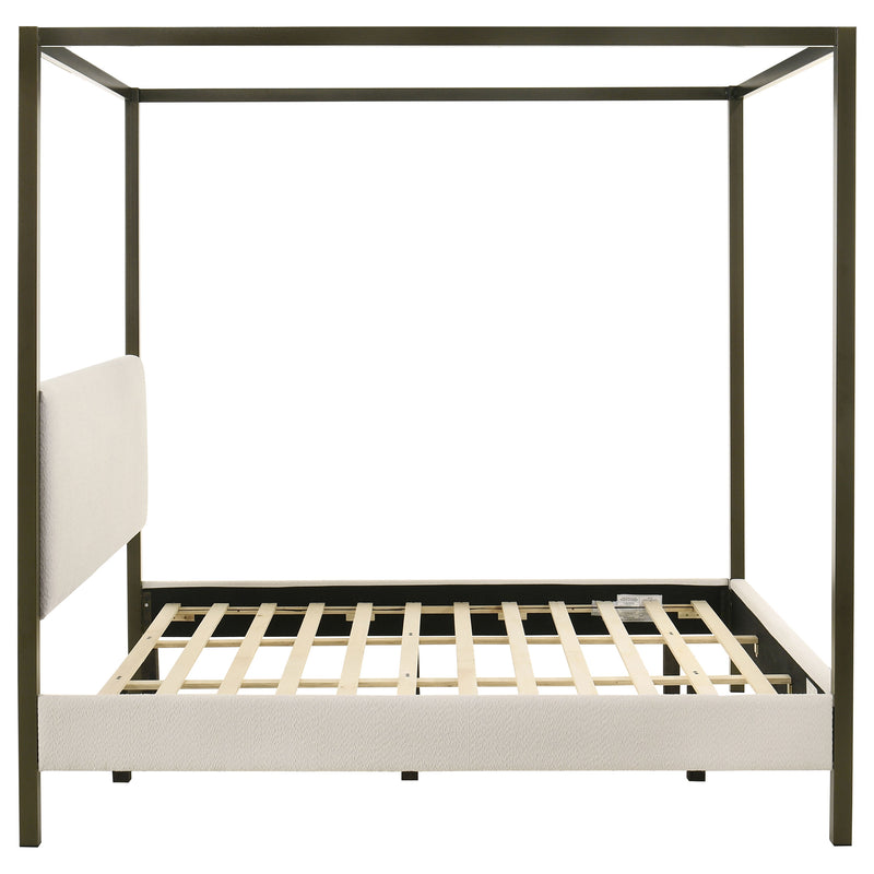 Monroe Upholstered Eastern King Canopy Bed Vanilla